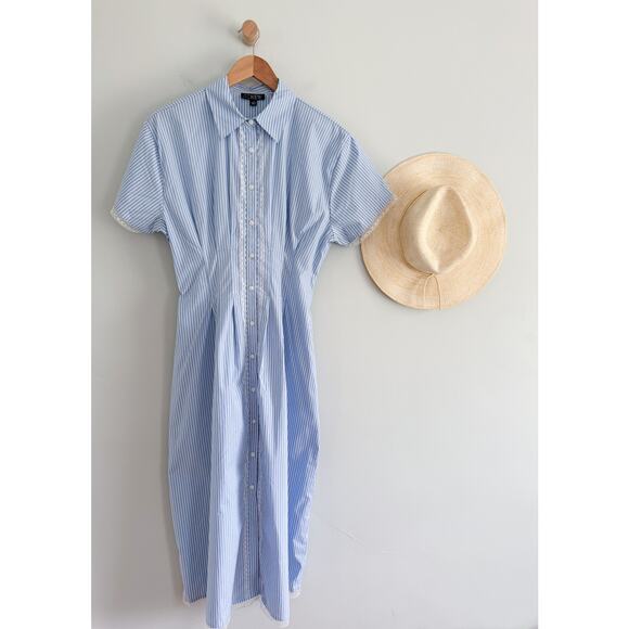 J.Crew | NWT Wren lace-trim shirt-dress in blue white stripe | Sz 8 - Picture 2 of 12